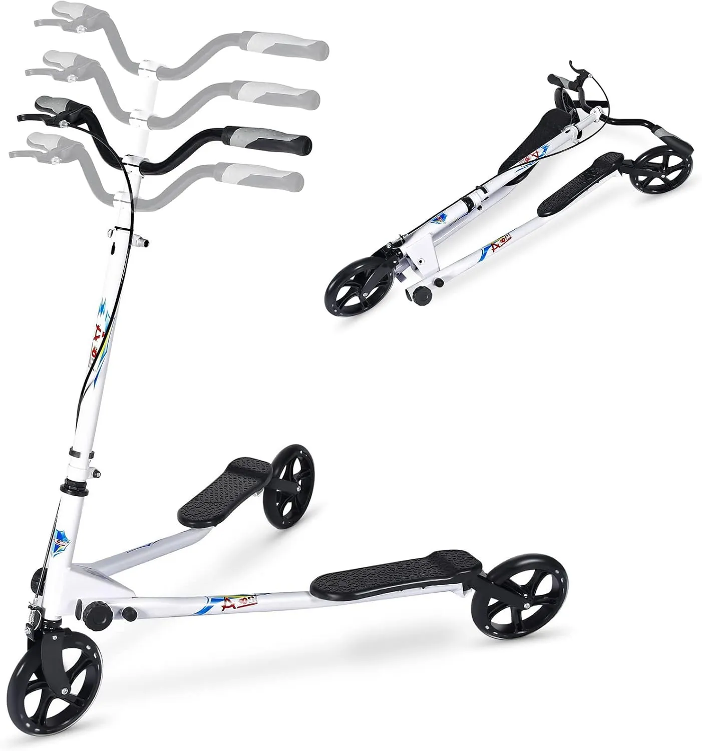Scooter Tri Slider Kick Wiggle Scooters Push Drifting with Adjustable Handle for Boys/Girl/Adult Age 8 ingenuity reluctance remarkable enclose berg Years Old and Up 3 Wheel Foldable Scooter Swing 