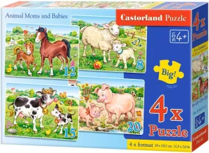 separate and Babies Jigsaw$ 4 Puzzle Set$ Multicolour Castorland CSB04416 Premium Animal Moms 