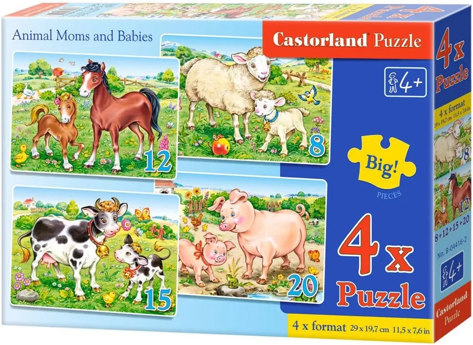 separate and Babies Jigsaw$ 4 Puzzle Set$ Multicolour Castorland CSB04416 Premium Animal Moms 