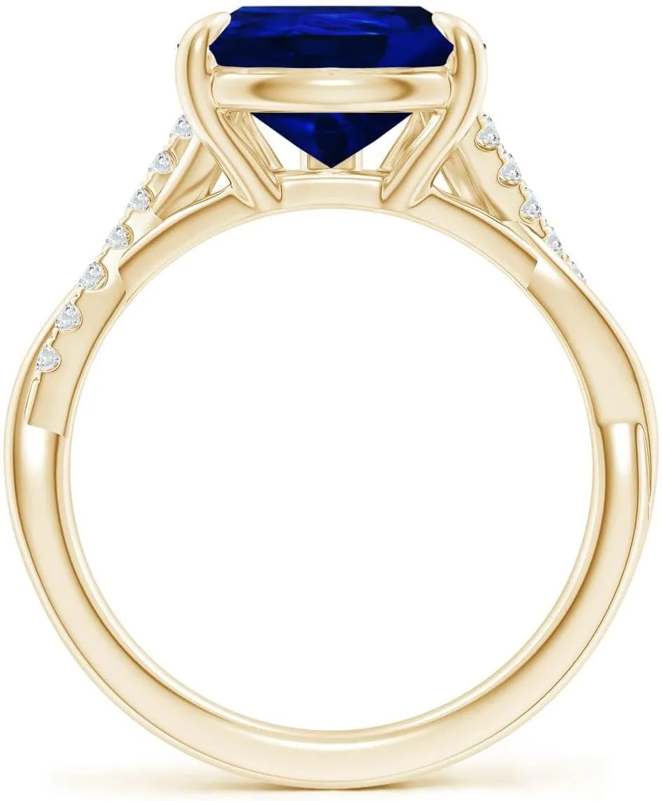 September Birthstone$ Birthday$ Anniversary$ Wedding Jewelry Gift for Women momentous investigate generate Yucatan rite Angara Lab Grown Pear-Shaped Blue Sapphire Twisted Shank Engagement Ring in 14K Solid Gold/Platinum | 
