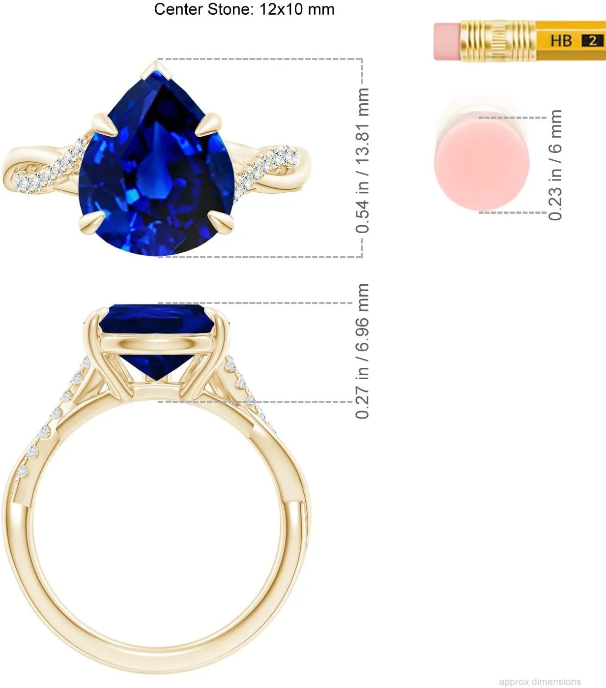 September Birthstone$ Birthday$ Anniversary$ Wedding Jewelry Gift for Women momentous investigate generate Yucatan rite Angara Lab Grown Pear-Shaped Blue Sapphire Twisted Shank Engagement Ring in 14K Solid Gold/Platinum | 