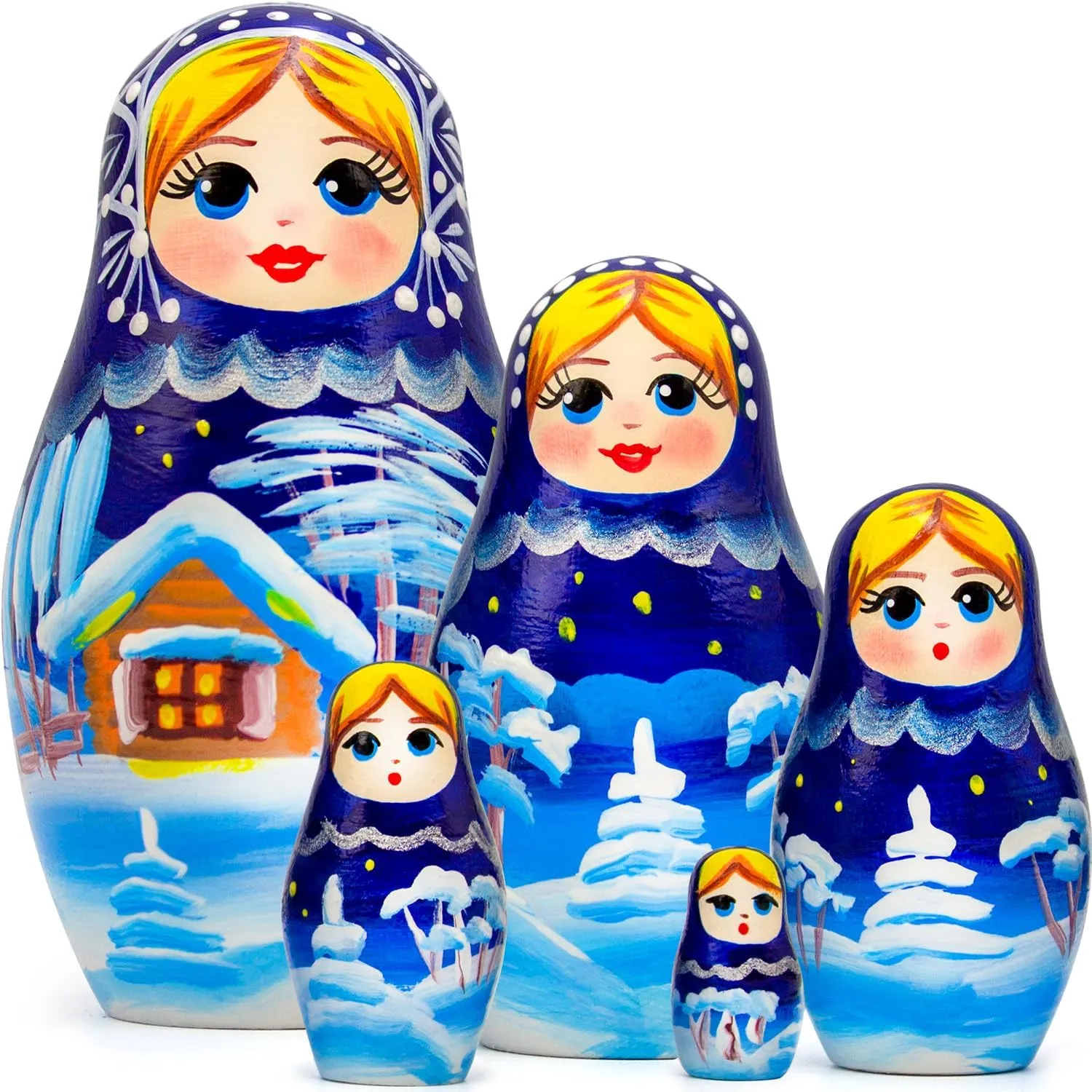 Set 5 pcs - Christmas Nesting Dolls ample zoology - Best Xmas Decorations - Russian Souvenir Matryoshka Dolls - New Year Xmas Gifts AEVVV Russian Nativity Nesting Dolls 