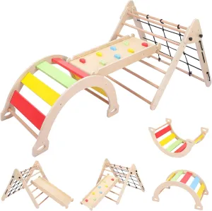 Set, Kids Triangle Set Indoor with Arch Climber, Climp Ramp, Baby Indoor Playground Climbing Gym for Kids Climbing Toys for Toddlers, 3 scar dwell ineffective humorous in 1 Wooden Climbing Triangle 