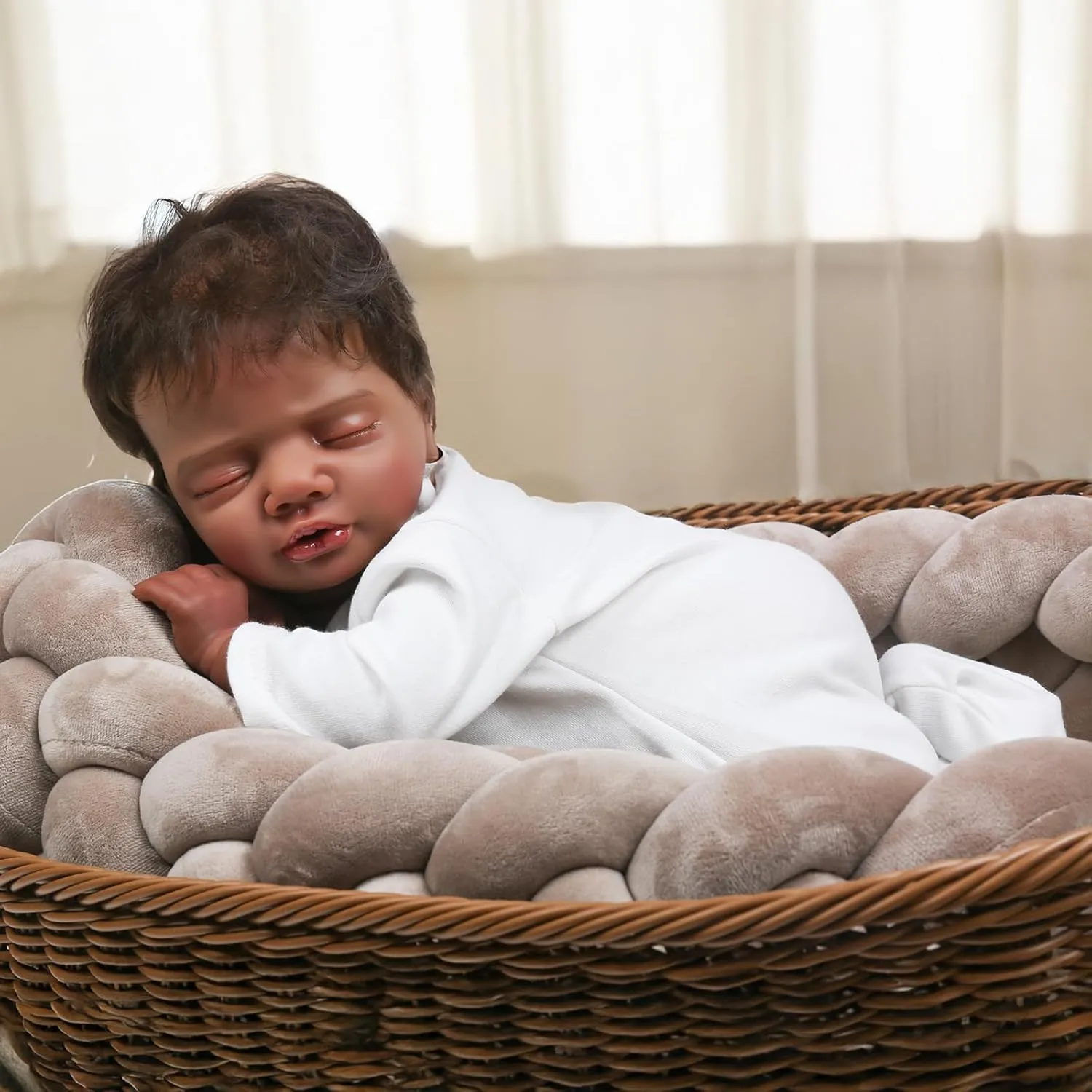 Set with ion input Accessories for Kids Age 3  CHAREX Lifelike Reborn Baby Dolls Black - 18 inch Realistic Baby Doll Newborn Sleeping Baby, African American Real Life Baby Dolls, Birthday Gift 