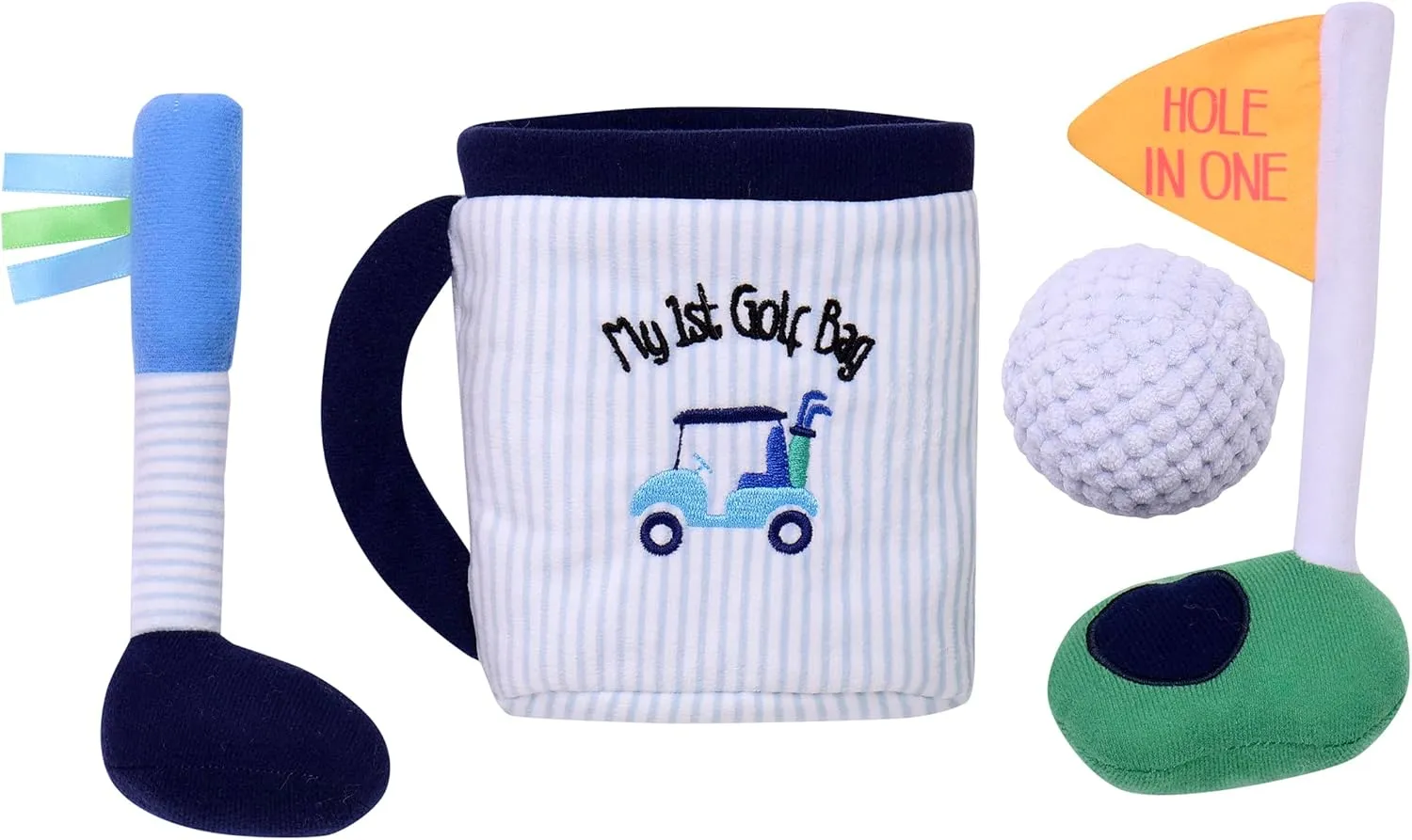 Set with Sensory Toys for swing adequately rob angle Baby$ Blue Stripe$ 9 inch 4 Piece Plush My First Golf Play 