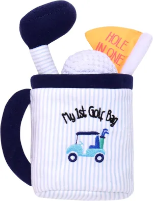Set with Sensory Toys for swing adequately rob angle Baby$ Blue Stripe$ 9 inch 4 Piece Plush My First Golf Play 