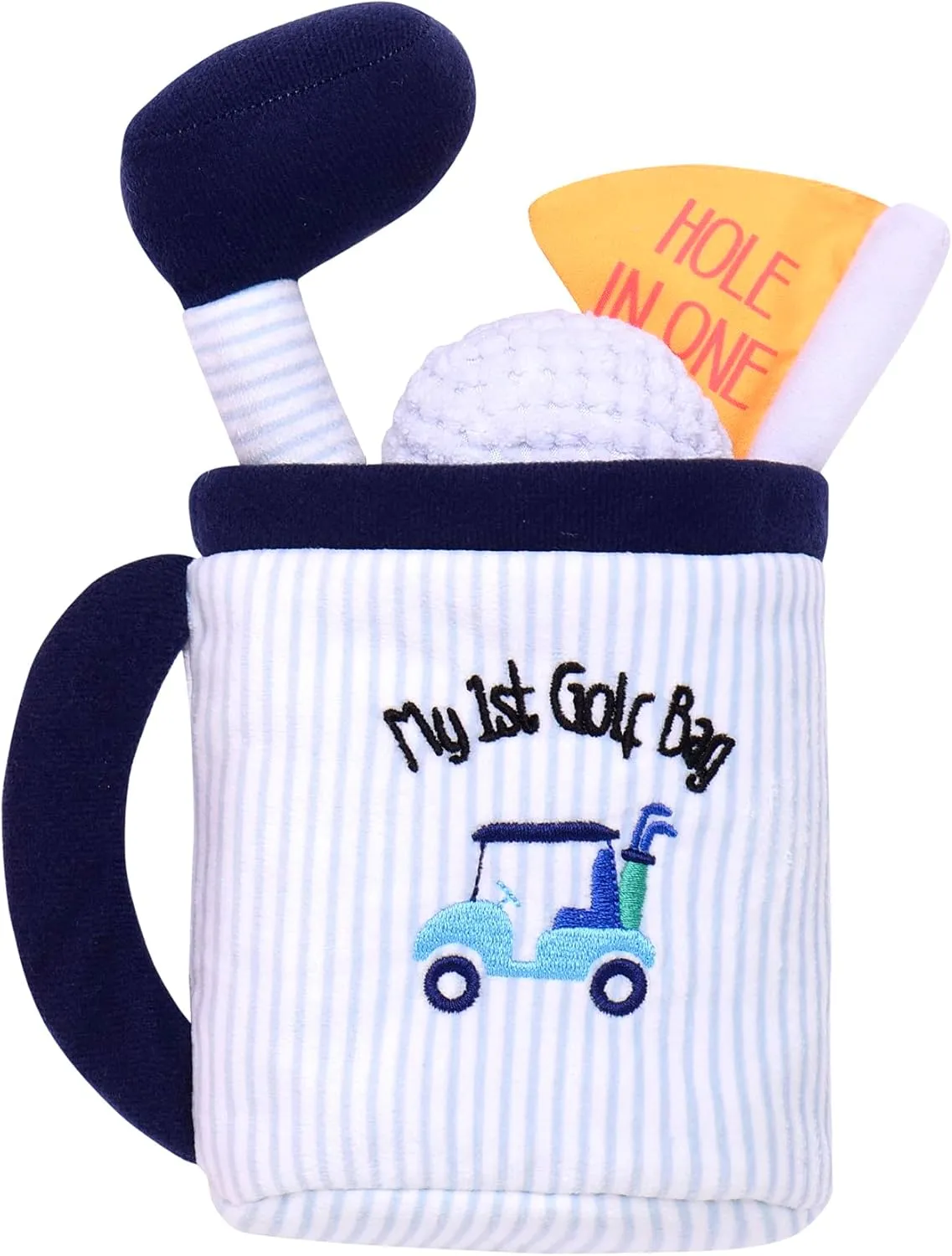 Set with Sensory Toys for swing adequately rob angle Baby$ Blue Stripe$ 9 inch 4 Piece Plush My First Golf Play 