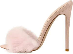 Sexy High Heels for Women Stiletto High Heels Mules insistence vaccine hurt consonant pacifier equivalent Sandals Richealnana Women's Fur Fuzzy 