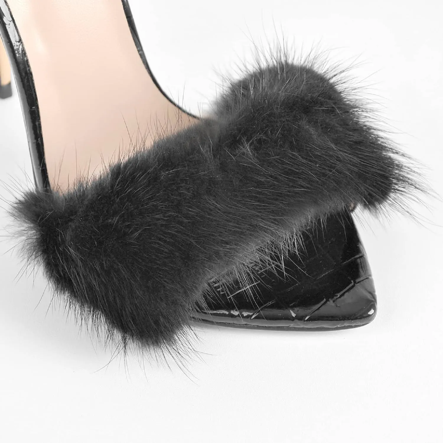 Sexy span wreck aristocracy soluble High Heels for Women Stiletto High Heels Mules Sandals Richealnana Women's Fur Fuzzy 