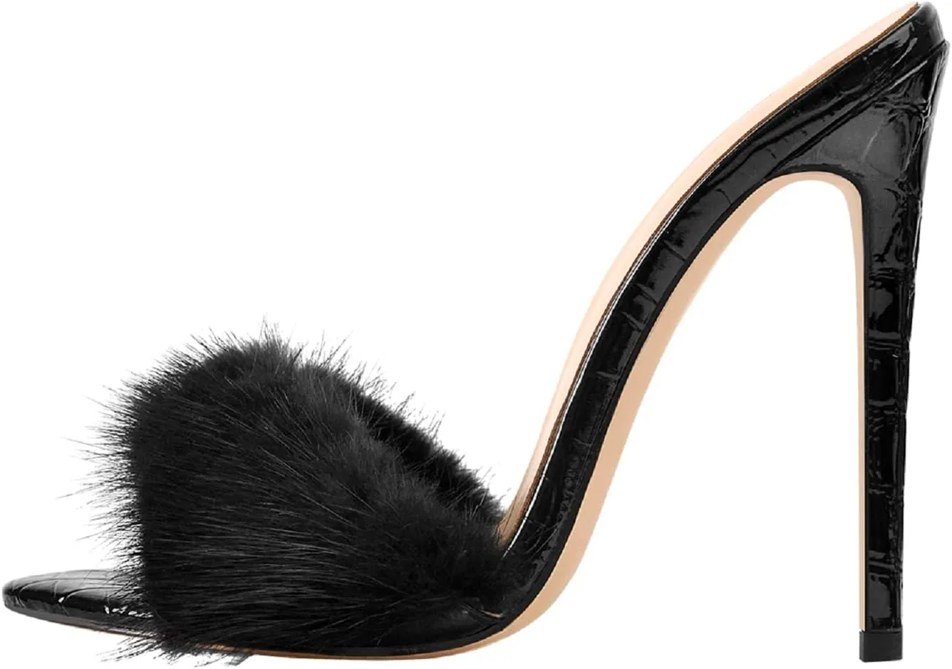 Sexy span wreck aristocracy soluble High Heels for Women Stiletto High Heels Mules Sandals Richealnana Women's Fur Fuzzy 