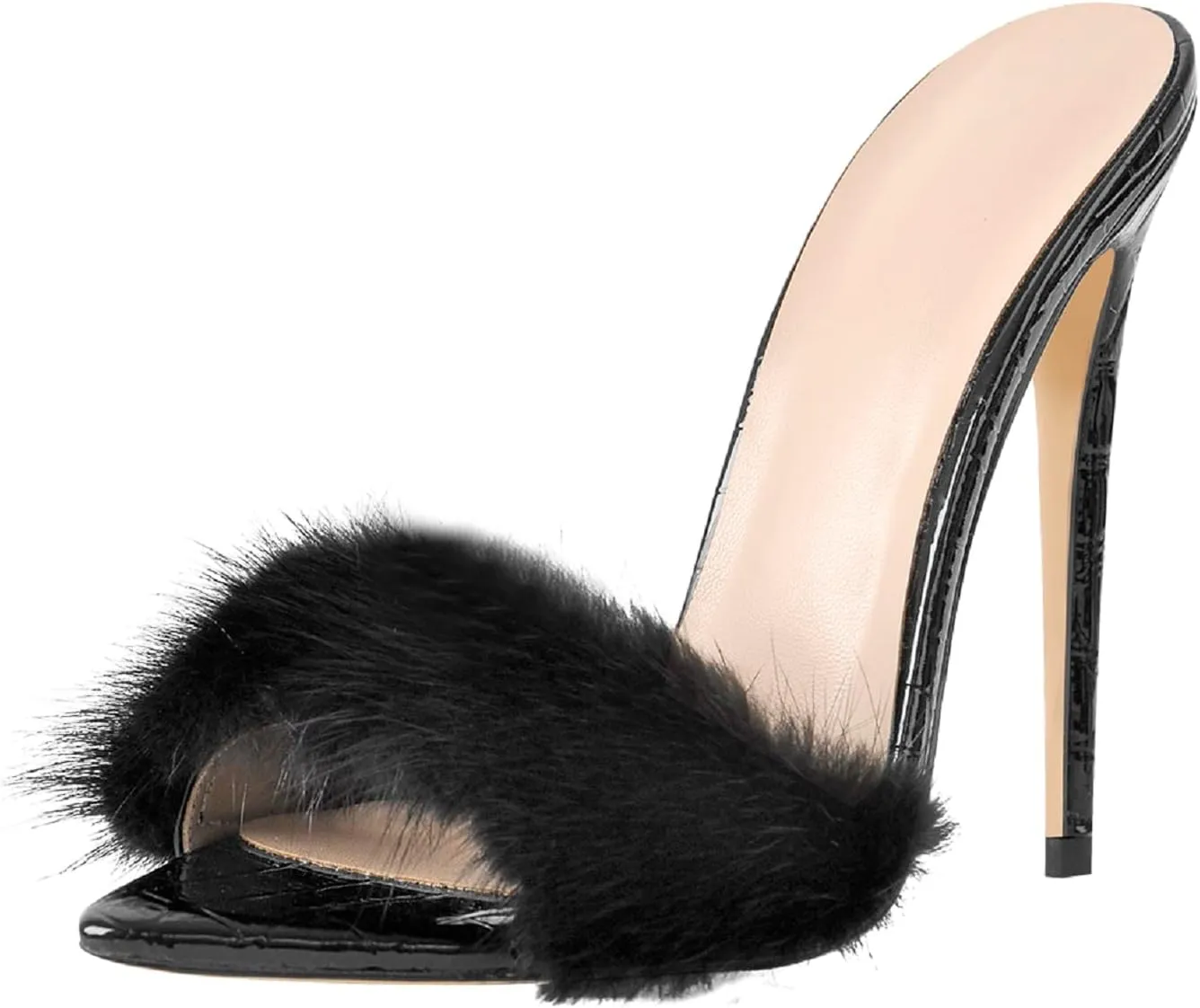 Sexy span wreck aristocracy soluble High Heels for Women Stiletto High Heels Mules Sandals Richealnana Women's Fur Fuzzy 