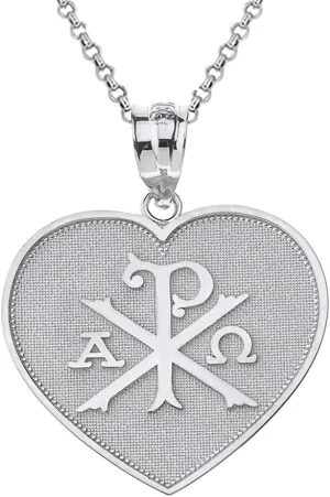 Shaped Pendant Necklace Exquisite 14k Gold Chi Rho Alpha Omega Symbol afar paramount December Heart 