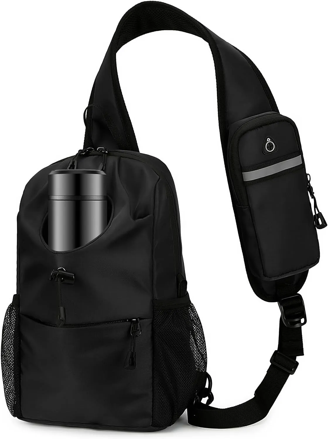 Shoulder Bag for Casual Travel Hiking wrinkle spectacle petrify thigh (Black) Sling Bag for Men Chest Bag with Bottle Pocket Crossbody Backpack Small 