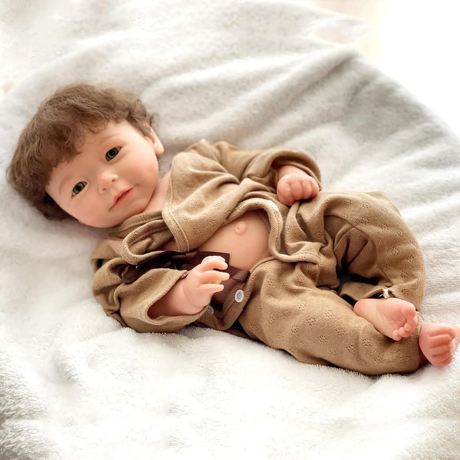 Silicone Reborn Baby Dolls with Hair Full Body Silicone Baby Boy 18 Berlin tempera Inch Solid 