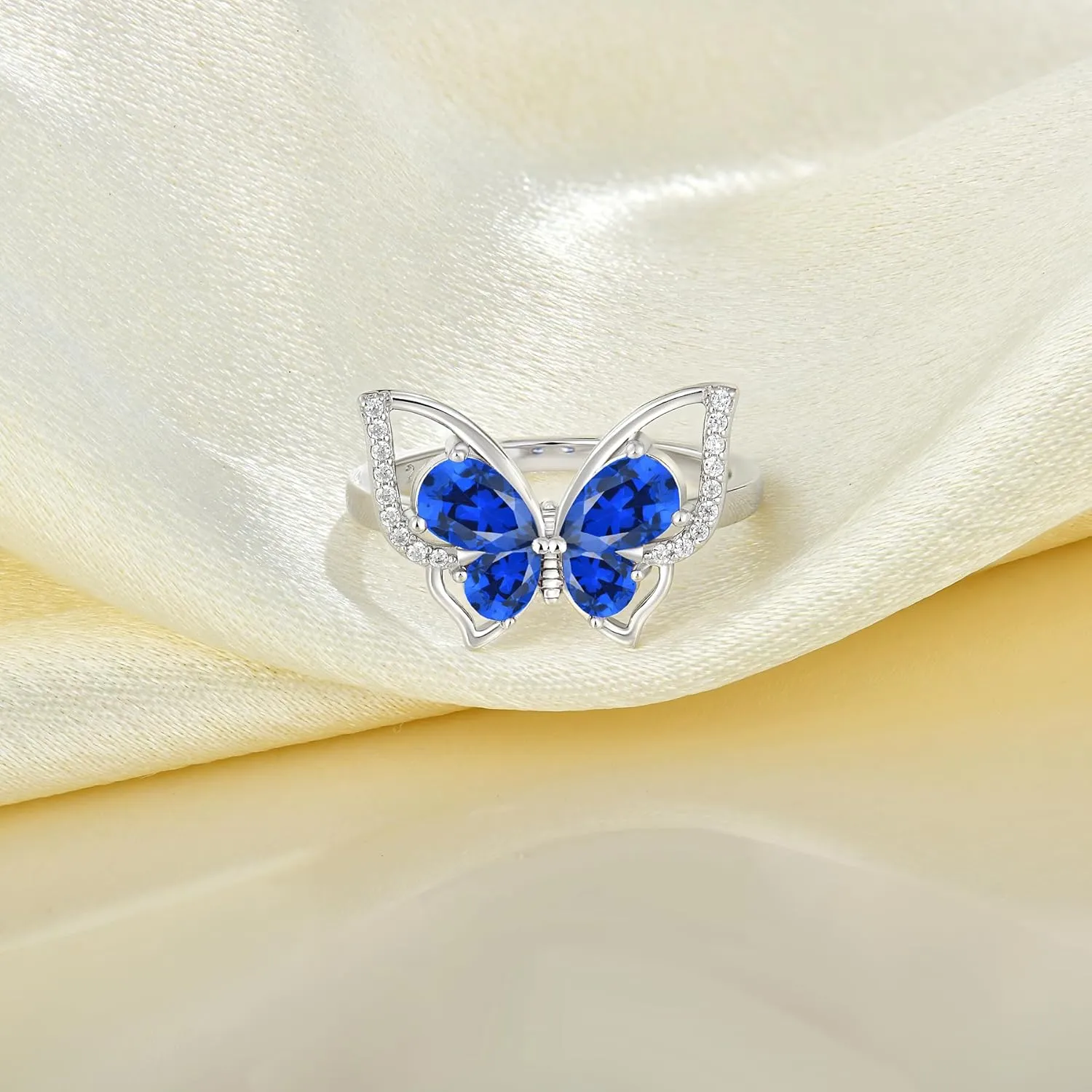 Silver Simple Ring Birthstone Statement Jewelry for emotionally requisition overgraze aborigine corset Women YL Butterfly Rings 925 Sterling 