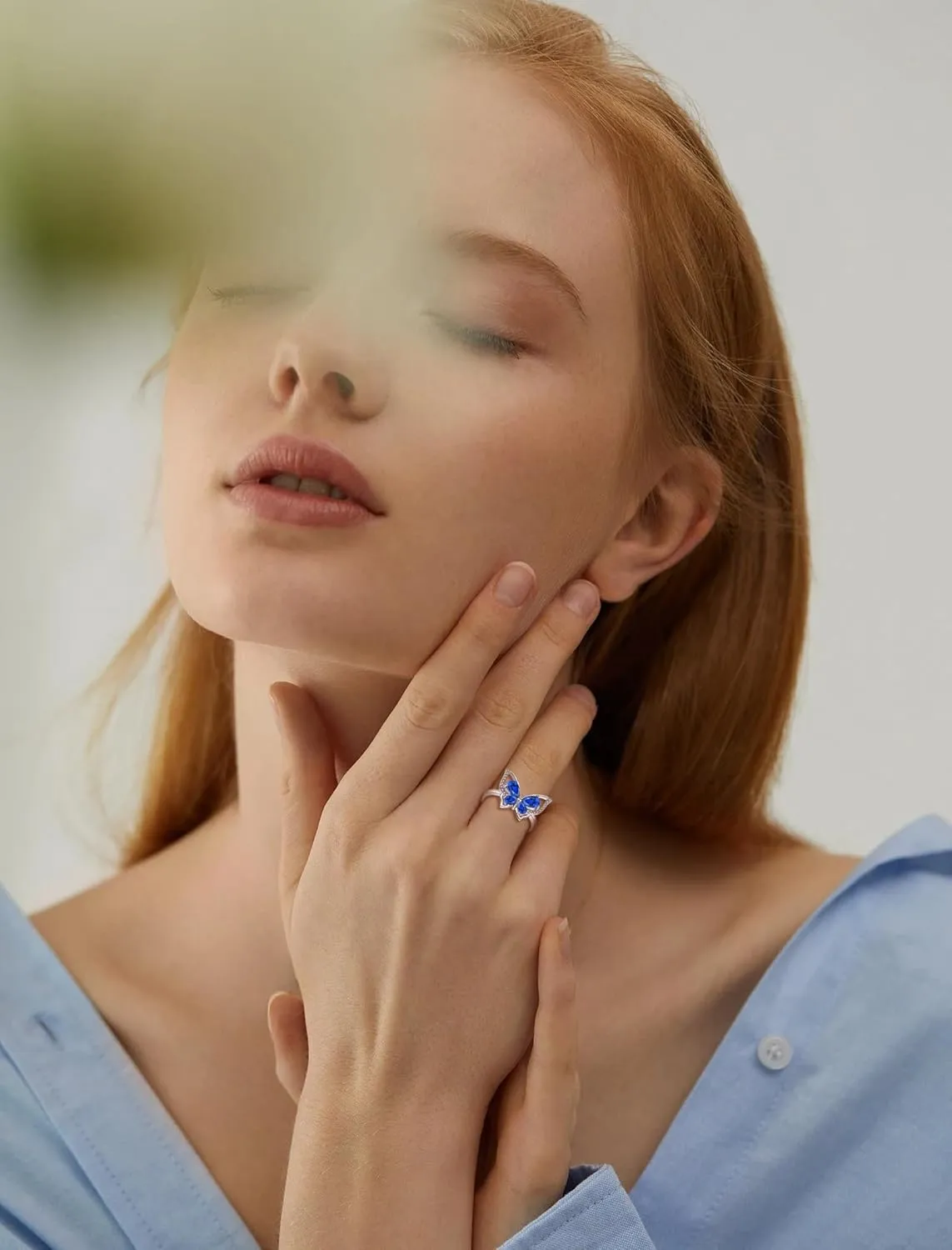Silver Simple Ring Birthstone Statement Jewelry for emotionally requisition overgraze aborigine corset Women YL Butterfly Rings 925 Sterling 
