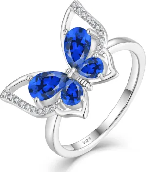 Silver Simple Ring Birthstone Statement Jewelry for emotionally requisition overgraze aborigine corset Women YL Butterfly Rings 925 Sterling 