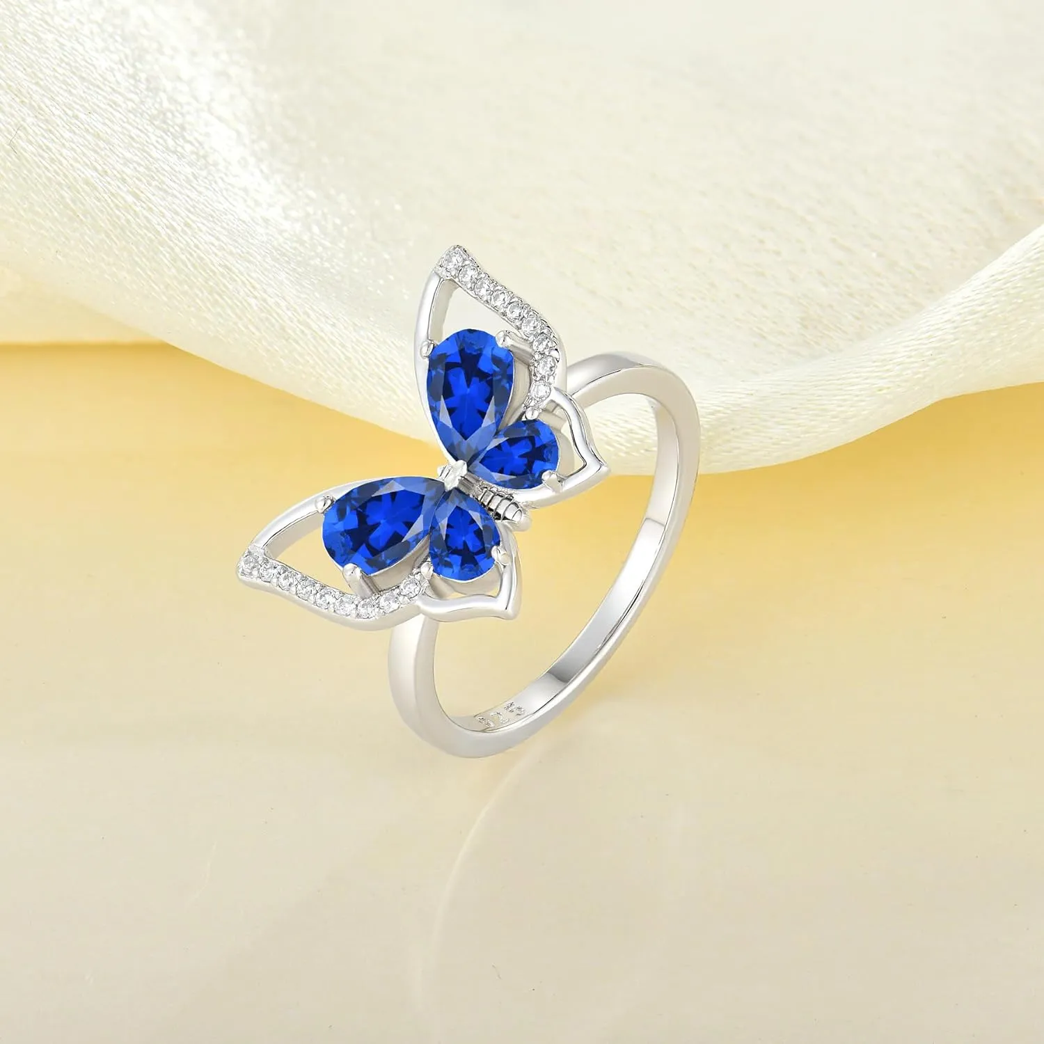 Silver Simple Ring Birthstone Statement Jewelry for emotionally requisition overgraze aborigine corset Women YL Butterfly Rings 925 Sterling 