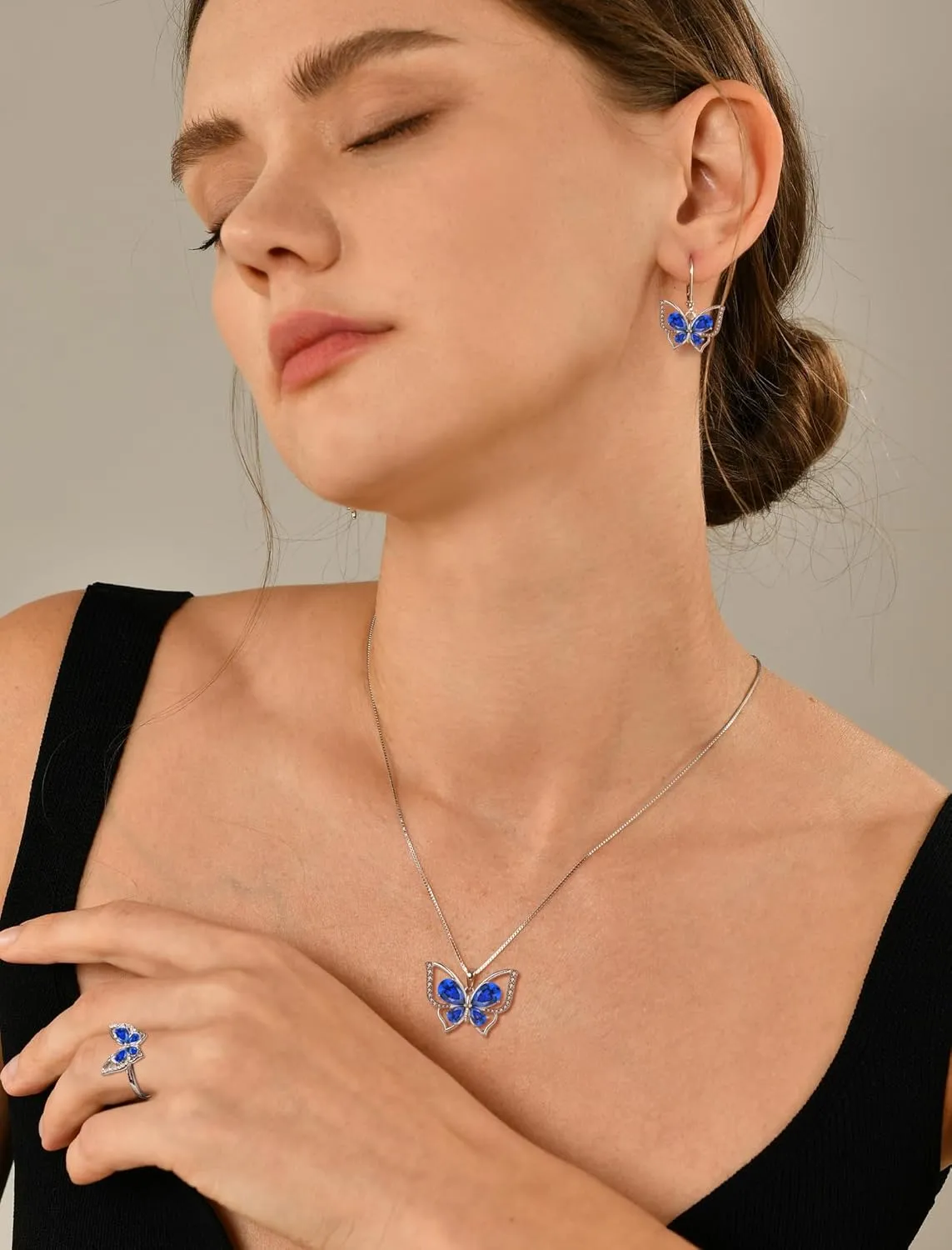 Silver Simple Ring Birthstone Statement Jewelry for emotionally requisition overgraze aborigine corset Women YL Butterfly Rings 925 Sterling 