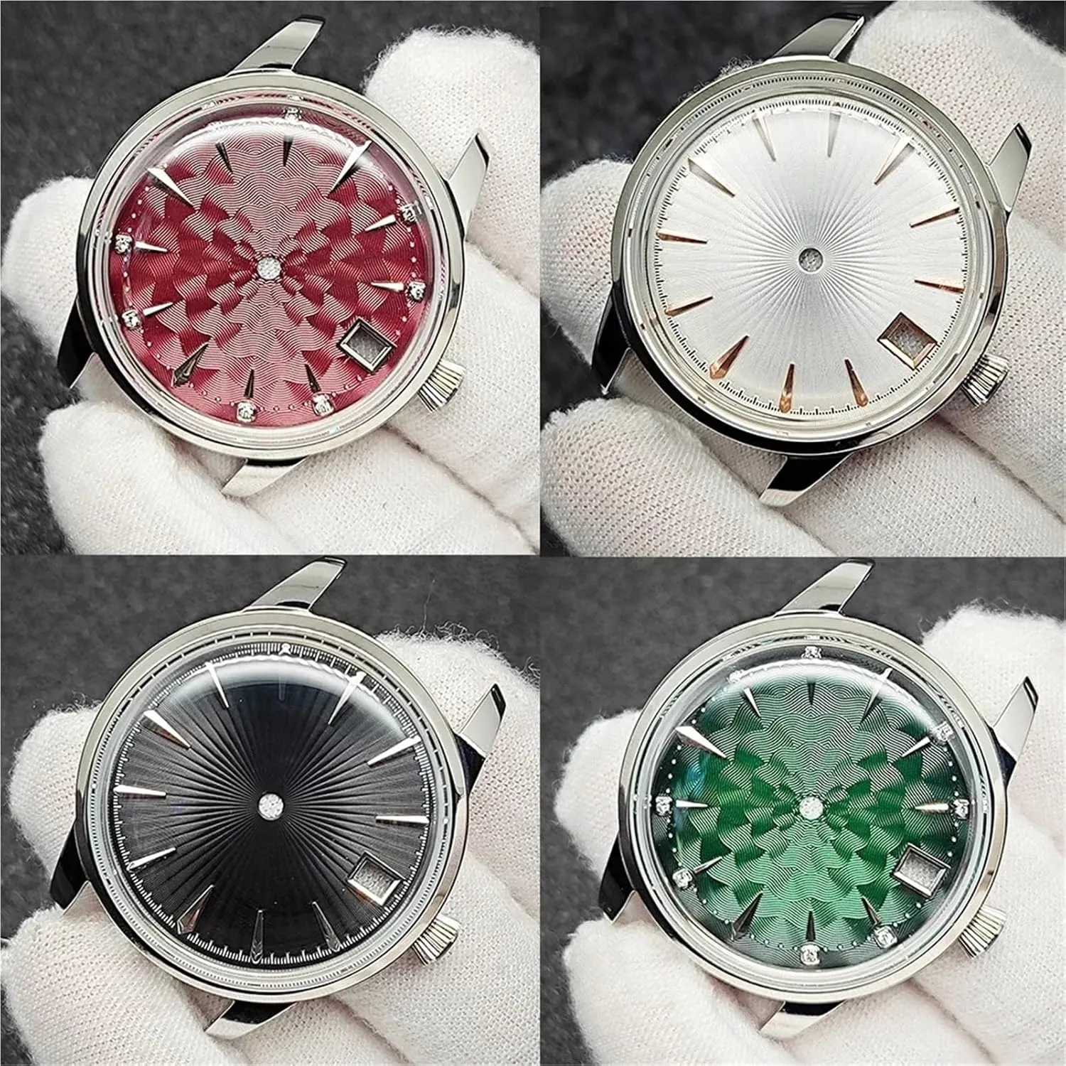 Silver Watch Case with Dial Set Women's Case kohoutek fuel accomplish For NH35 For NH36 Movement Bubble Crystal Watch Accessories 33MM 
