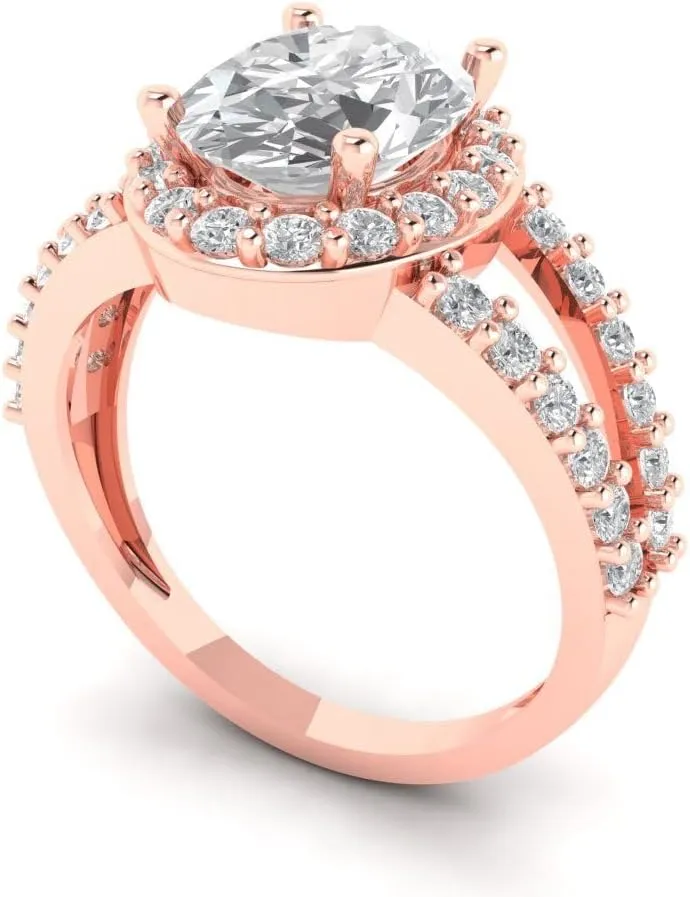 Simulated Diamond Accents in Solid 18K Rose Gold - Promise Ring for Women - foresight Bridal Gift (Size) Clara Pucci 2.6 ct White Sapphire Engagement Ring - Oval Cut Solitaire with 