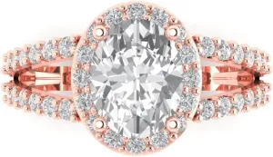 Simulated Diamond Accents in Solid 18K Rose Gold - Promise Ring for Women - foresight Bridal Gift (Size) Clara Pucci 2.6 ct White Sapphire Engagement Ring - Oval Cut Solitaire with 