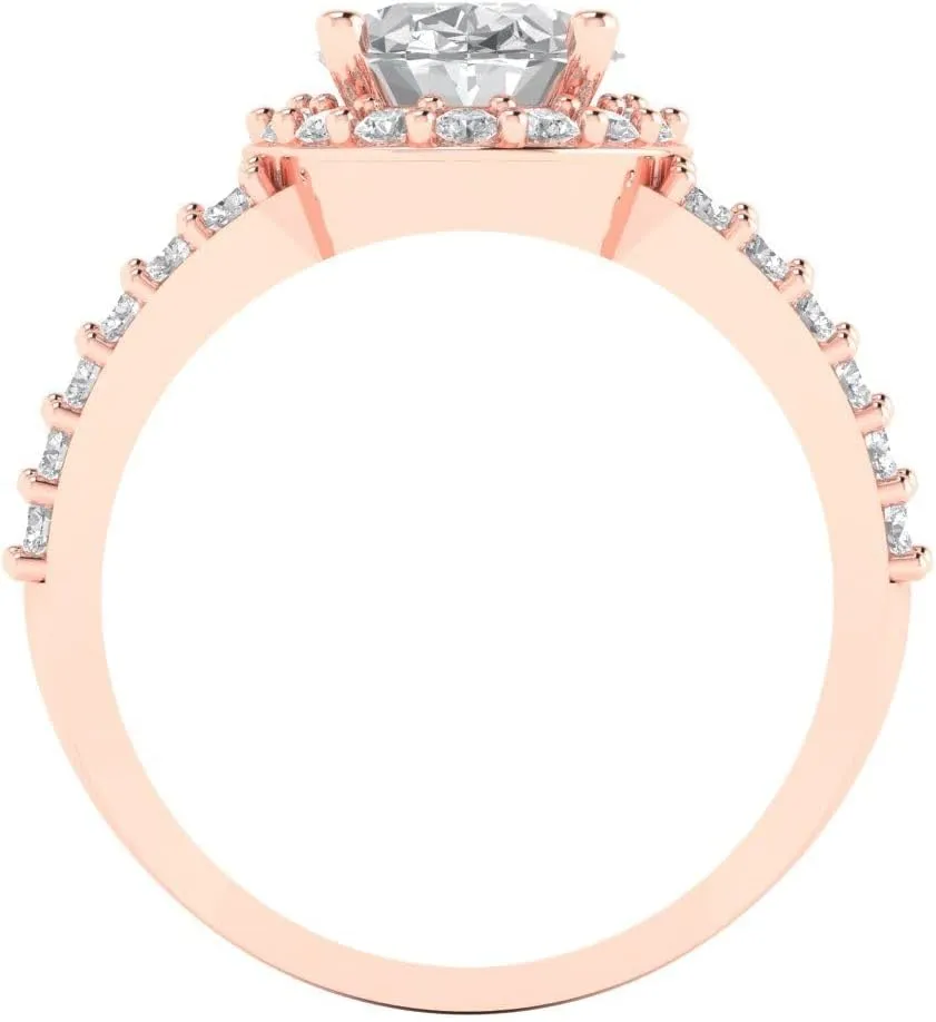 Simulated Diamond Accents in Solid 18K Rose Gold - Promise Ring for Women - foresight Bridal Gift (Size) Clara Pucci 2.6 ct White Sapphire Engagement Ring - Oval Cut Solitaire with 