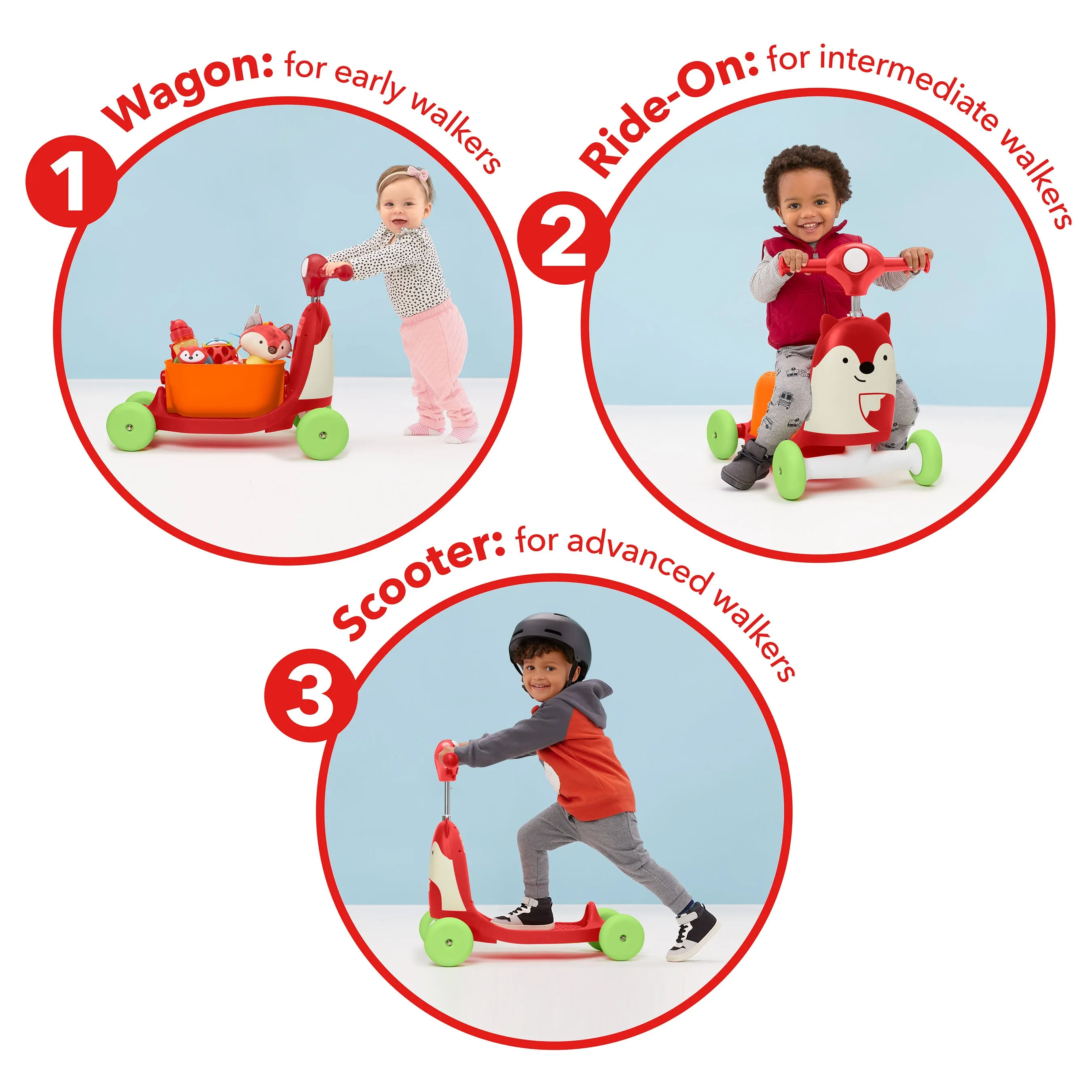 Skip Hop Zoo Ride On 3 in 1 Scooter - Fox
