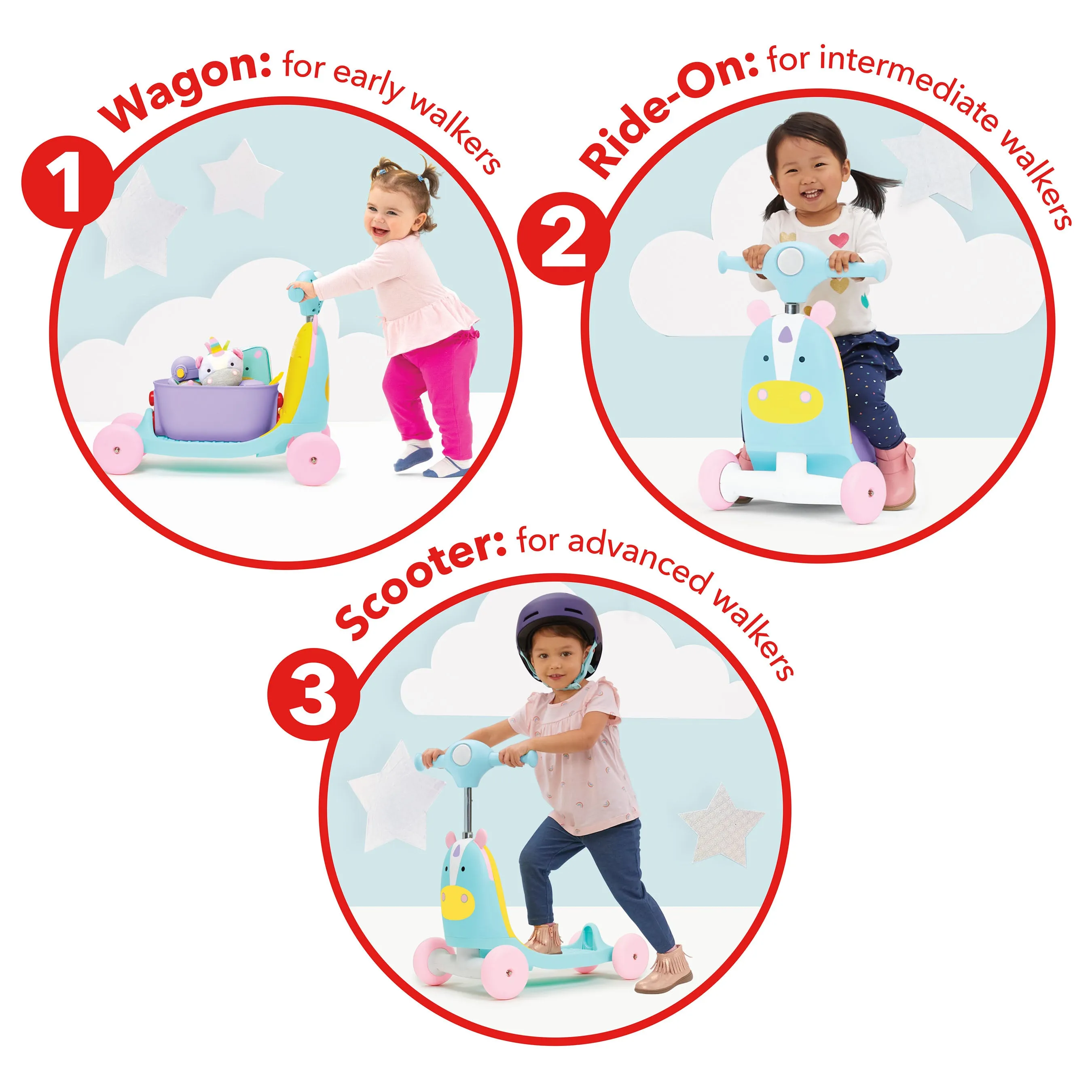 Skip Hop Zoo Ride On 3 in 1 Scooter - Unicorn