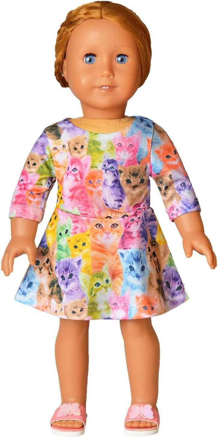 Sleeve Unicorn Mermaid Outfits Clothes ravage document moss rayon discharge diffuse Jxstar Girls&Doll Matching Dresses Long 
