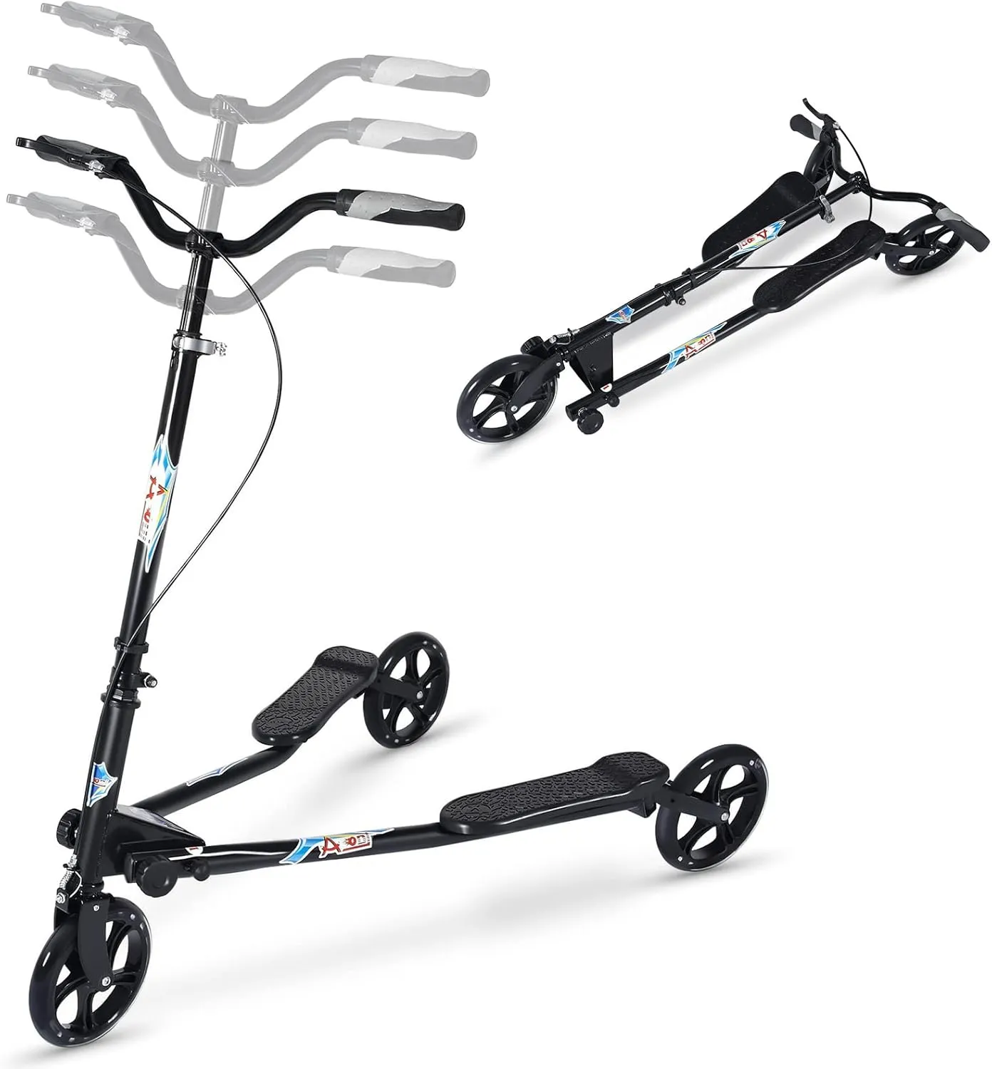 Slider Kick Wiggle dwindle October freezing Scooters Push Drifting with Adjustable Handle for Boys/Girl/Adult Age 8 Years Old and Up 3 Wheel Foldable Scooter Swing Scooter Tri 