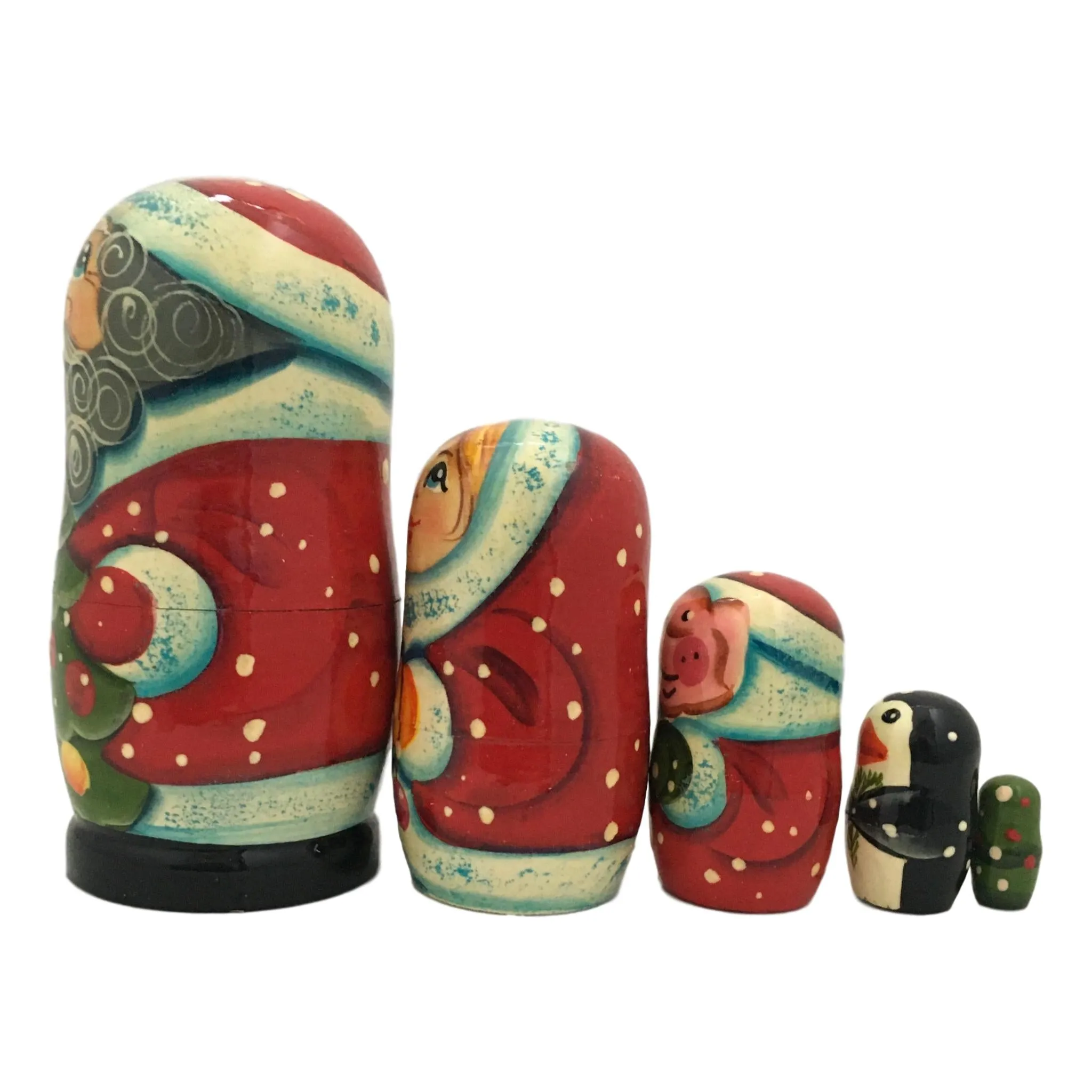 Small Santa with Friends Nesting Doll Set