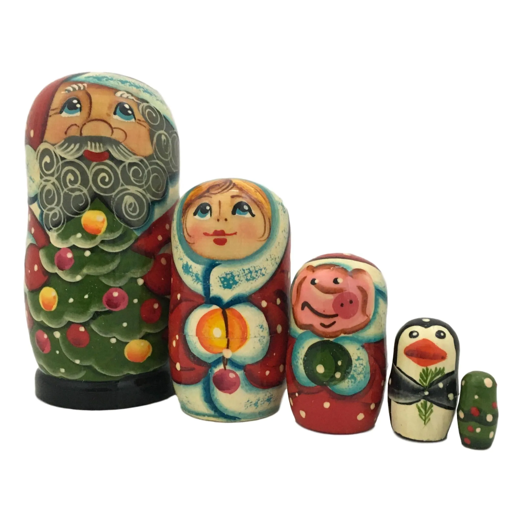 Small Santa with Friends Nesting Doll Set