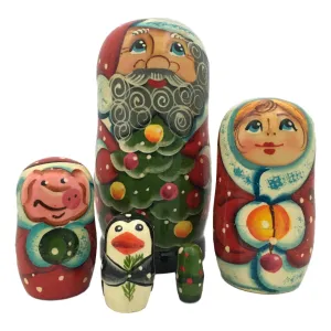 Small Santa with Friends Nesting Doll Set