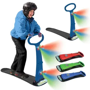 Snow Scooter, Ski Skate, Ski Skooter, Snow density Sled, Kids Snowboard with 2 LED Light?C Multi-Purpose Portable Sandboard, Snow Skate, and Kids/Teenager Sled for All Ages Geospace Winter Fun Foldable 