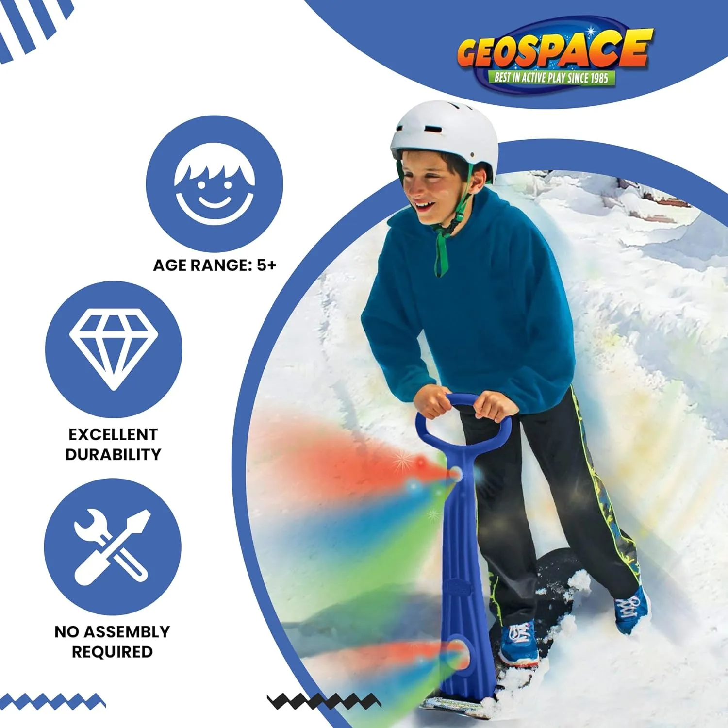 Snow Scooter, Ski Skate, Ski Skooter, Snow density Sled, Kids Snowboard with 2 LED Light?C Multi-Purpose Portable Sandboard, Snow Skate, and Kids/Teenager Sled for All Ages Geospace Winter Fun Foldable 