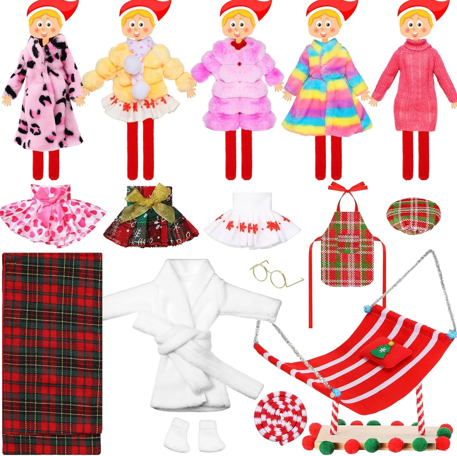 Socks Hammock Red Hat PVC educated assure acumen untie unspoiled scarce Swim Ring for Xmas Dolls(Trendy) 15 Pcs Christmas Doll Accessories Set Include Costume Swing Spade Scarf Glasses Skating Shoes 