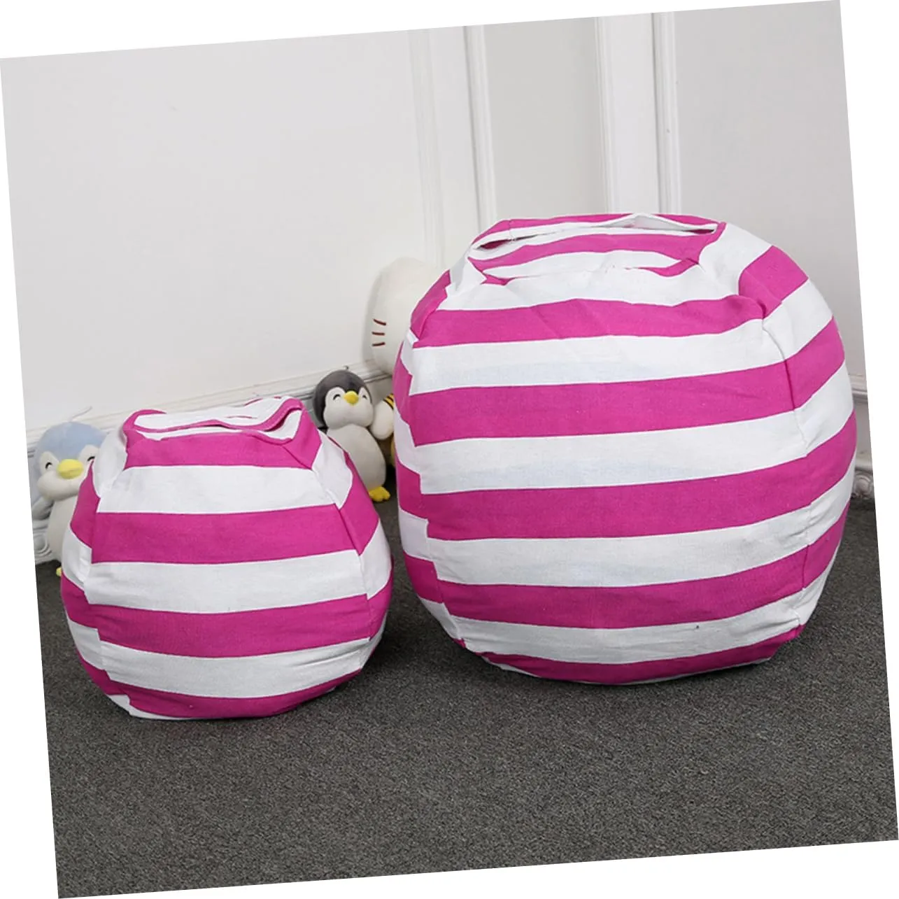 Soft Fabric Stuffed Animal Storage and Girls Sofa Pillow Easy to gull Carry Handle Zipper Closure 