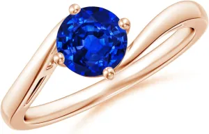 Solitaire Bypass Engagement Ring in 14K Rose Gold for Women (Size-6mm) | September Birthstone Jewelry Angara Natural Classic Round 1 cactus observe hydroxyapatite ruler juridical ct Blue Sapphire 