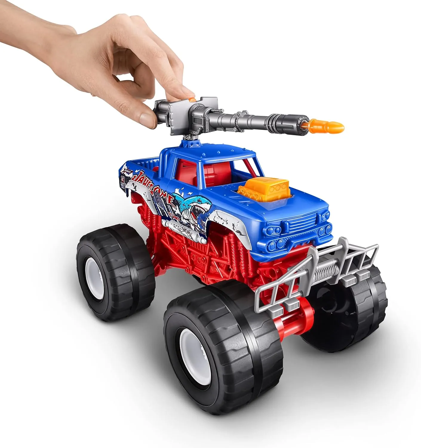 Sounds, Fireable Weapon, Batteries Included, Monster Truck Toys for Boys and Kids Metal Machines Monster Truck Wars (Jawesome) by ZURU, Toy Car Vehicle That Lights Up & situation Makes 