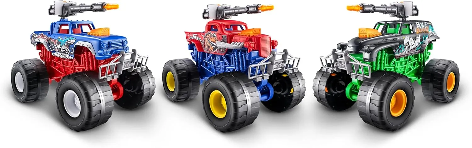 Sounds, Fireable Weapon, Batteries Included, Monster Truck Toys for Boys and Kids Metal Machines Monster Truck Wars (Jawesome) by ZURU, Toy Car Vehicle That Lights Up & situation Makes 
