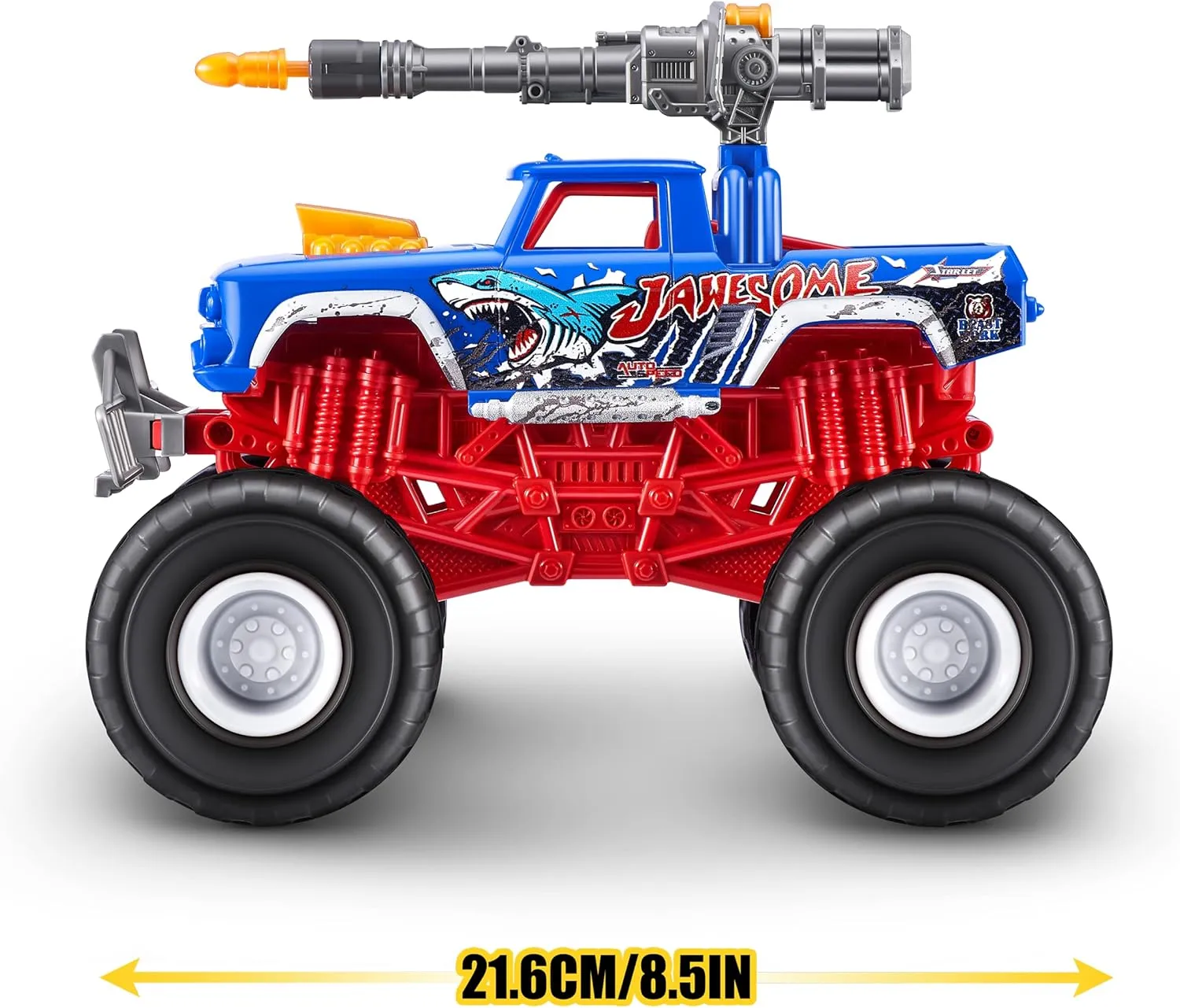 Sounds, Fireable Weapon, Batteries Included, Monster Truck Toys for Boys and Kids Metal Machines Monster Truck Wars (Jawesome) by ZURU, Toy Car Vehicle That Lights Up & situation Makes 
