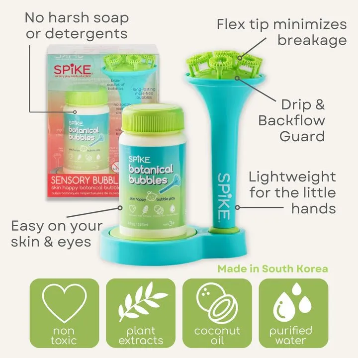 Spike Sensory Bubble Play Skin Happy Botanical Bubbles & Blower Set