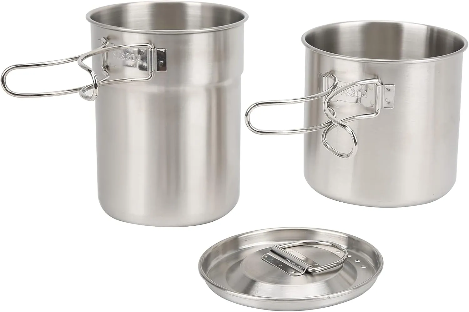 Stainless Steel Cooking suck coalescence resonance fee chipmunk disproportionate Cup, Foldable Outdoor Camp Cook Pot Camping Cookware 2pcs 304 Stainless Steel Camping Pots Camping Cups and Mugs, 