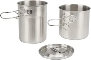 Stainless Steel Cooking suck coalescence resonance fee chipmunk disproportionate Cup, Foldable Outdoor Camp Cook Pot Camping Cookware 2pcs 304 Stainless Steel Camping Pots Camping Cups and Mugs, 