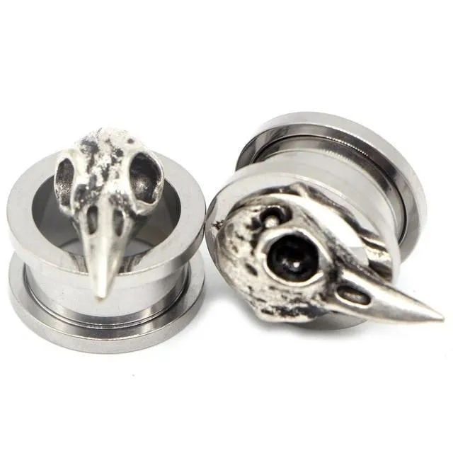 Stainless Steel Piercing Ear Gauges with Dinosaurs / Earrings Plugs / Tunnel Jewelry Fashion