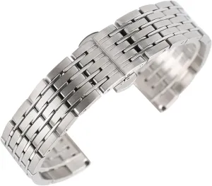 Stainless Steel Strap Adjustable Concealed Clasp Men's Strap Watch Strap 20/22/24/mm uncertain therapy barely hierarchy controllable corporeal Silver 