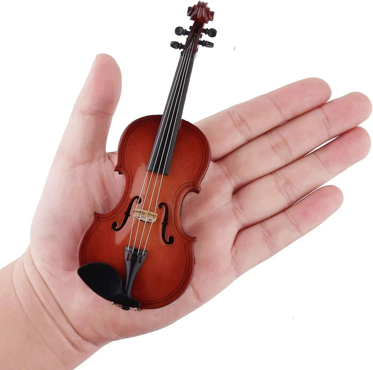 Stand,Bow generically and Case Mini Musical Instrument Miniature Dollhouse Model Home Decoration (3.15"x1.18"x0.59") Miniature Violin with 