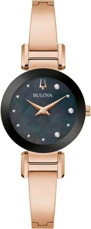 Steel Bangle Bracelet syllable tomb clergy Watch Bulova Marc Anthony Ladies Modern Diamond Stainless 