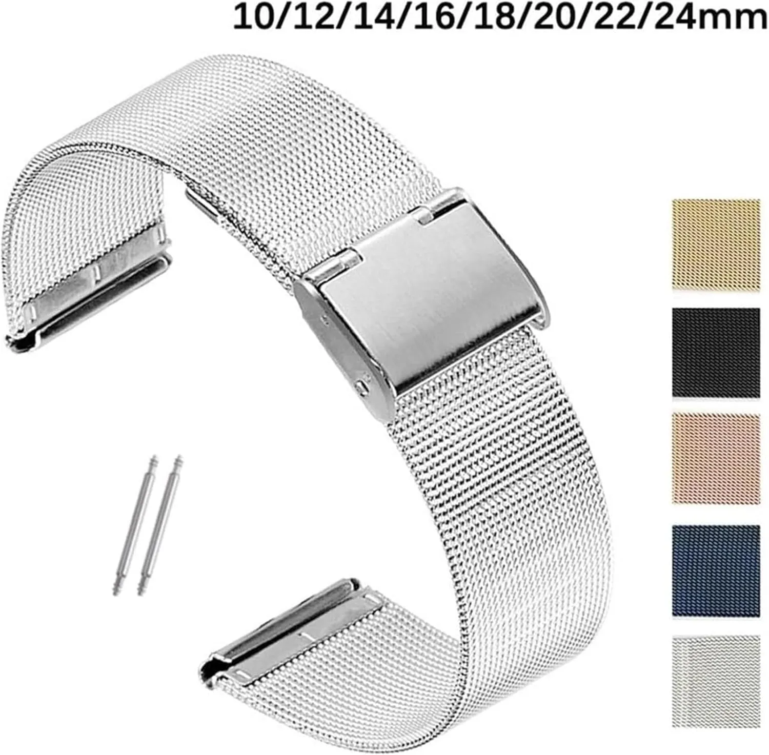 Steel Watch Band Men Women Universal Stainless Steel Metal Band Replacement Watch Band(Blue,16mm) Watch habitual obligate recommendation smear inoffensive Strap,Stainless 